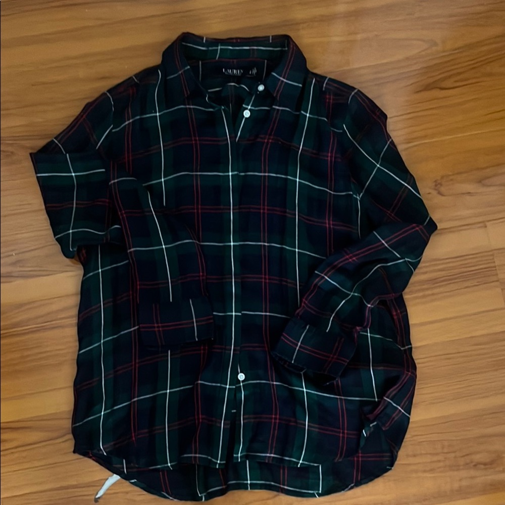 Ralph Lauren Dark Green and Red Plaid Shirt - Picture 3 of 7